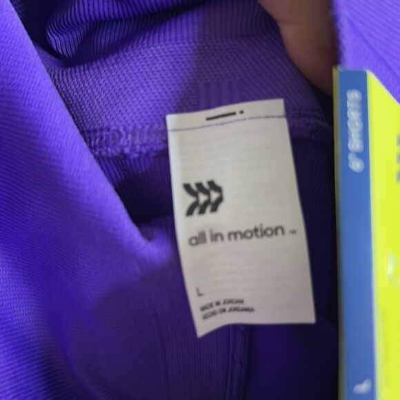 NWT- All in Motion- bright purple, high waisted seamless biker short- size large - Picture 5 of 6